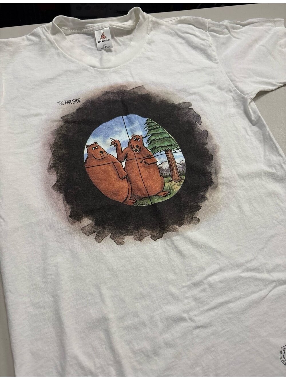 Vintage The Far Side T-Shirt Mens L Hunting Bears Crosshairs Gary Larson USA